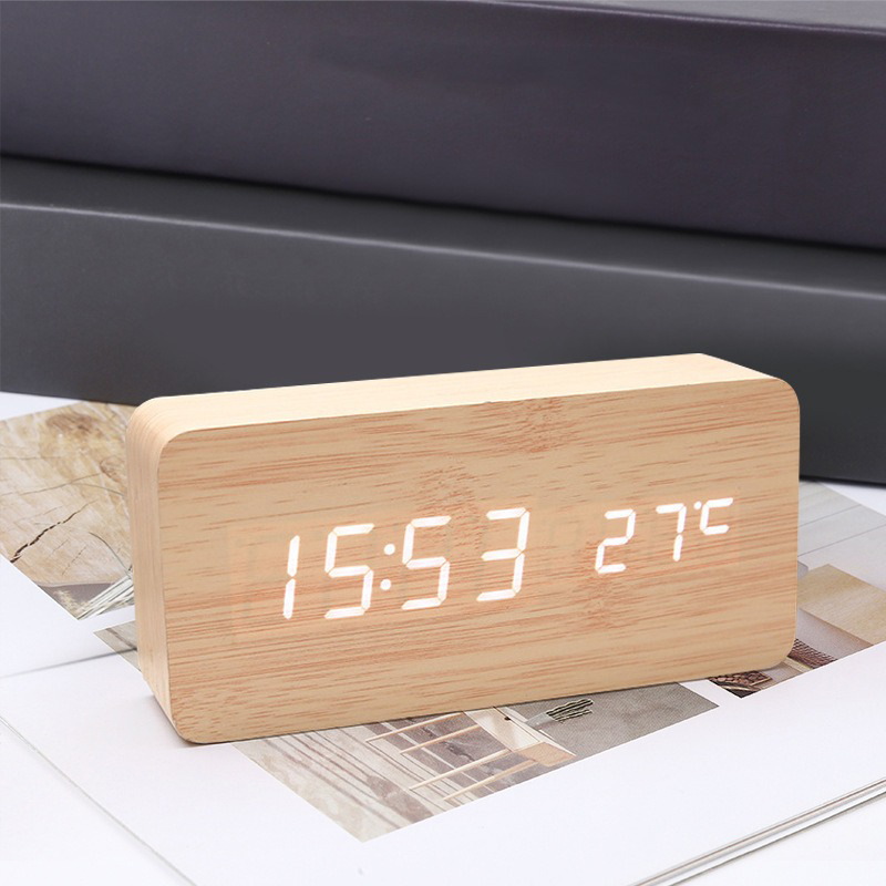 나무 디지털 알람 시계, 시간, 날짜, 온도 표시가 있 - Office Tech Gadgets 리뷰 및 가격