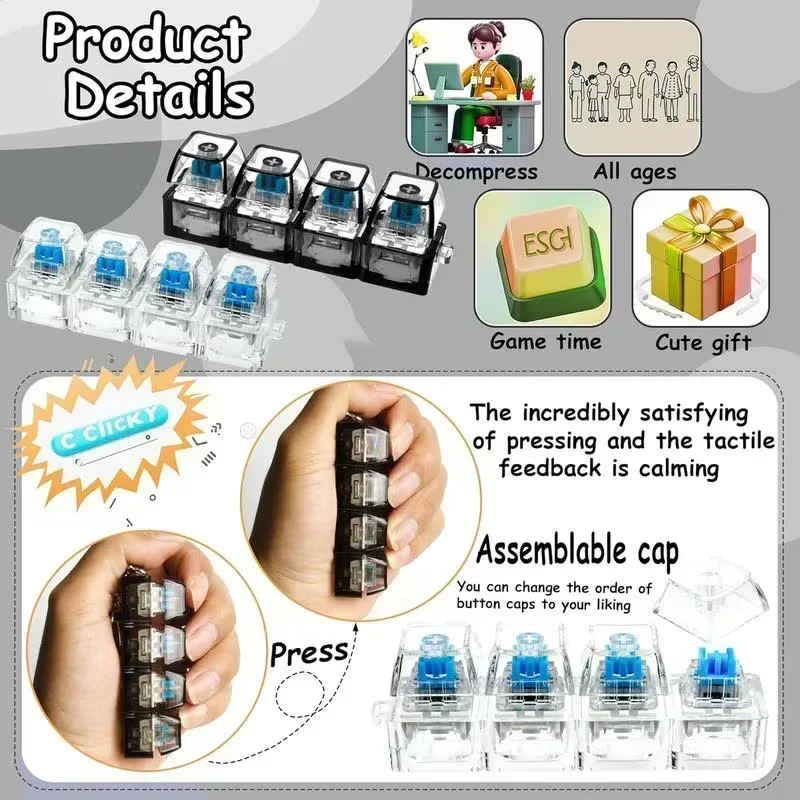 1pcs LED 키보드 키캡 스트레스 릴리프 키체인 4 - Office Tech Gadgets 리뷰 및 가격